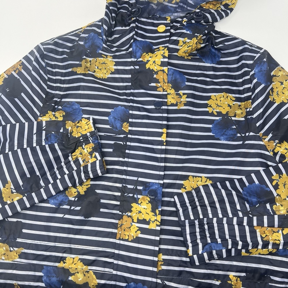 Joules Right As Rain Go Lightly Waterproof Hooded Jacket 4 Packable Blue Striped